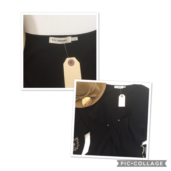 Blu Pepper Wrapped Front embroidered top Size L - Picture 5 of 8